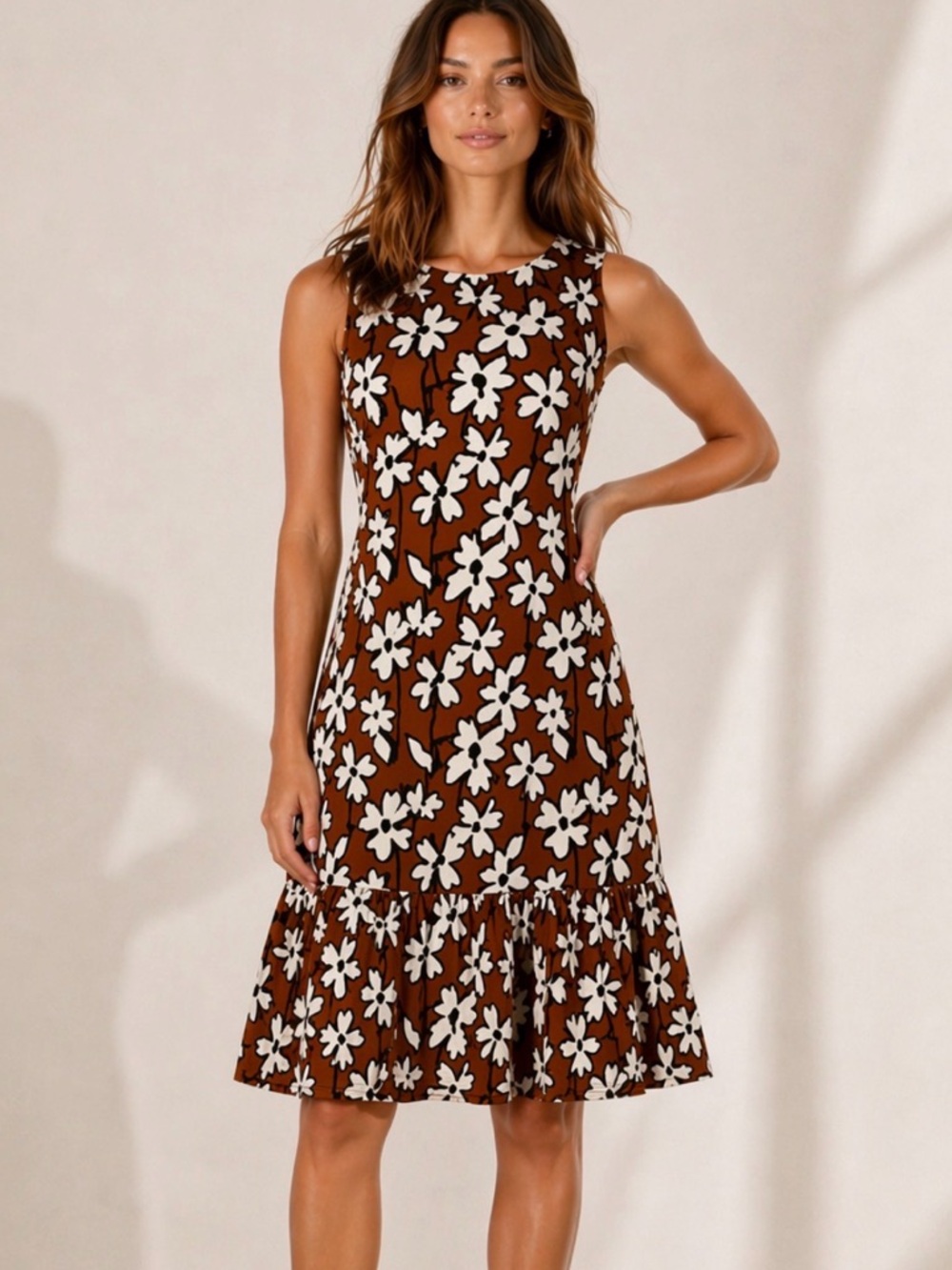 REVOLVE Lafayette 148 Silk Linen Abstract Floral Ruffle Dress Size L